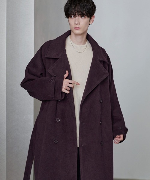 チェスターコート コート ウール混メルトンダブルチェスターコート