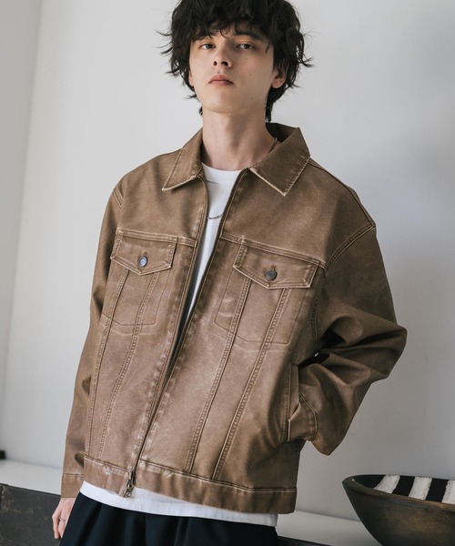 ヴィンテージVALENTINO ノーカラーレザージャケット ベージュ ヴィンテージVALENTINO ノーカラーレザージャケット ベージュ