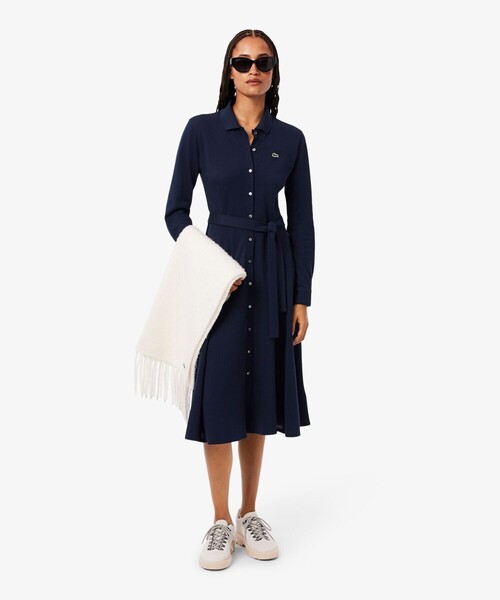 LACOSTE（ラコステ） シャツワンピース 鹿の子地ポロカラーシャツ