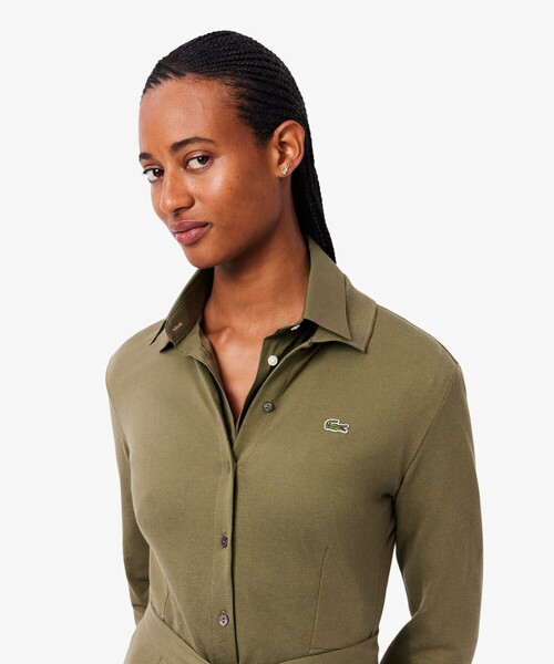 美品✨現行 ポロラルフローレン 鹿の子 ポロシャツワンピース Aライン LACOSTE（ラコステ） シャツワンピース インディゴ 鹿の子ポロドレス