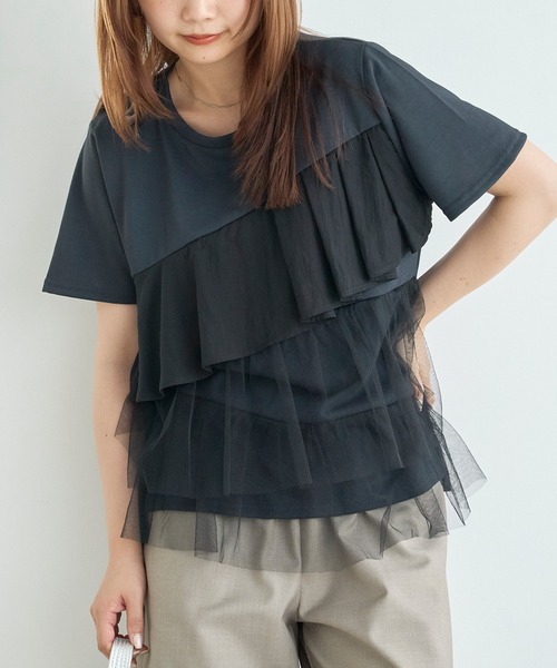 LAVEANGE（ラビアンジェ） 半袖カットソー LL ブラック レディース