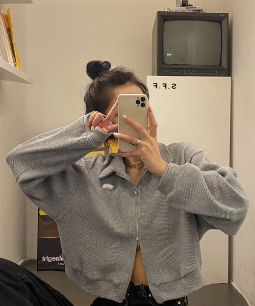 「NANEA」 ジップアップブルゾン X-LARGE ホワイト レディース_画像3