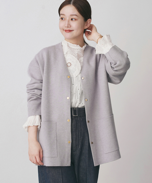 IENA カーディガン ドットボタンVネックカーディガン レディース