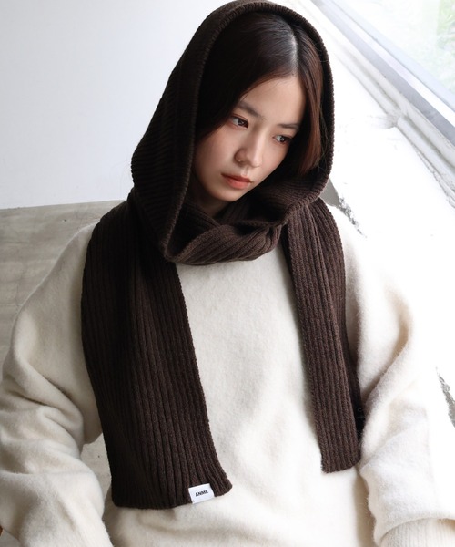 ANME マフラー ストール ニットバラクラバフードマフラー レディース