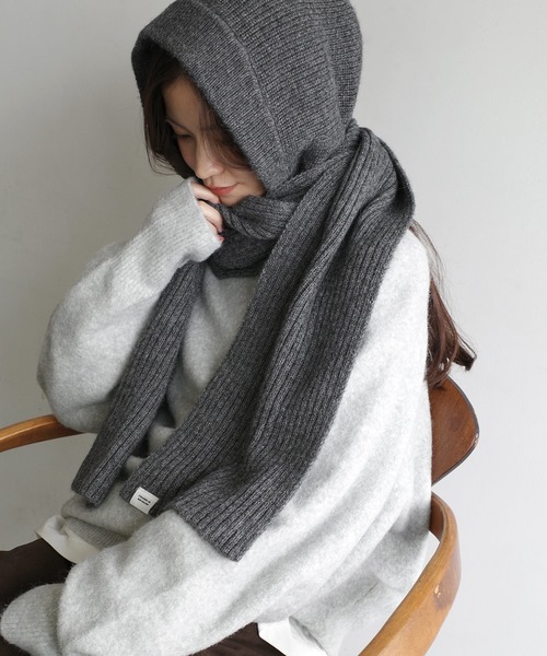 ANME マフラー ストール ニットバラクラバフードマフラー レディース