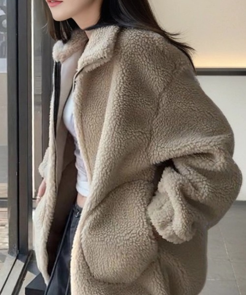 cammie コート アウター ボアZIPジャケット レディース : ZOZOTOWN