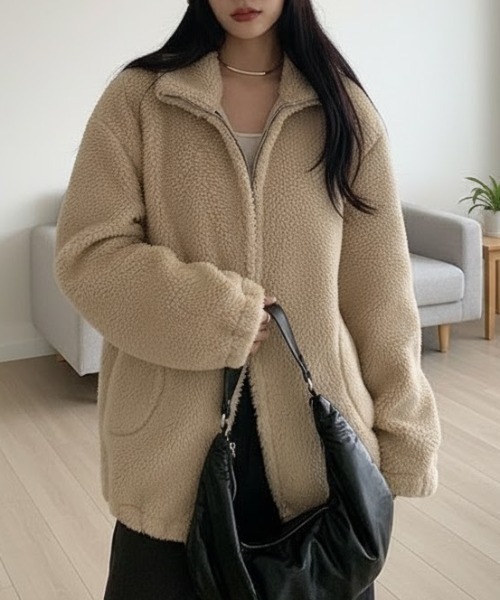 cammie コート アウター ボアZIPジャケット レディース : ZOZOTOWN