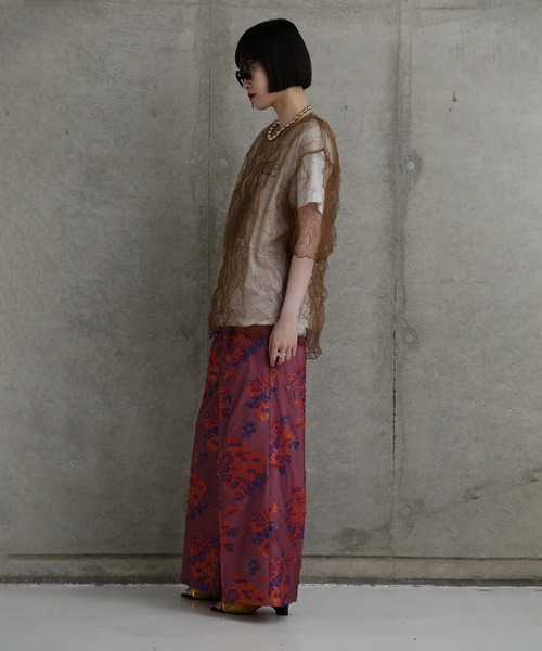 「CHIGNON」 半袖カットソー ONE SIZE ブラウン レディース_画像4