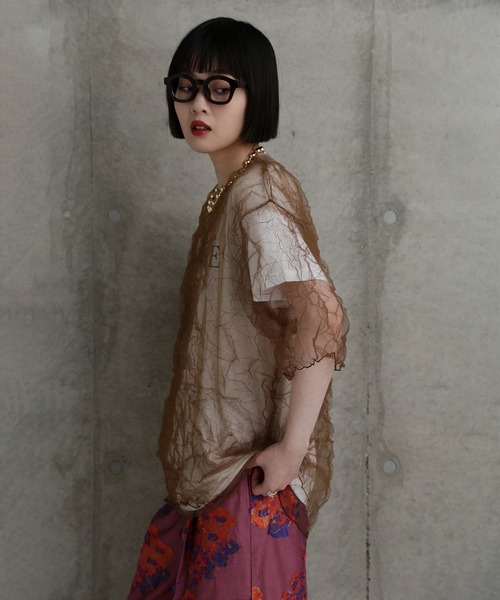 「CHIGNON」 半袖カットソー ONE SIZE ブラウン レディース_画像7