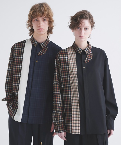 シャツ CULLNI for DAKS LONDON Asymmetrical Switching Chin Tab Shirt メンズ レディースの画像