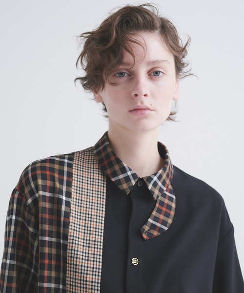シャツ CULLNI for DAKS LONDON Asymmetrical Switching Chin Tab Shirt メンズ レディースの画像
