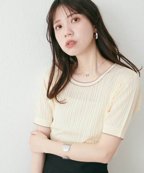 「natural couture」 半袖ニット FREE アイボリー レディース_画像2