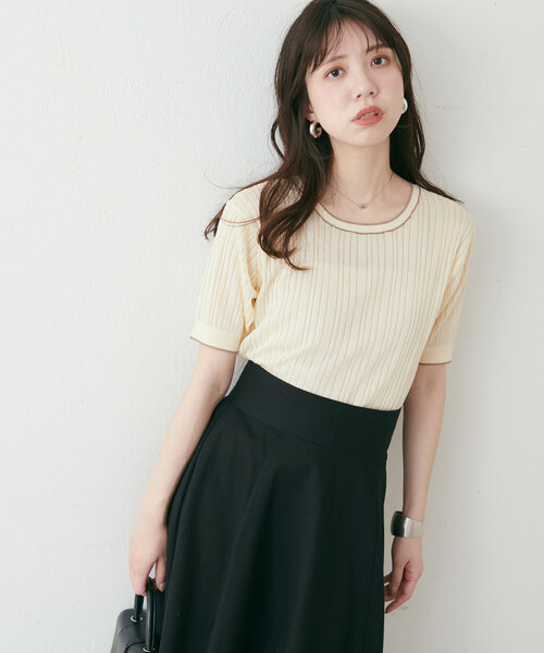 「natural couture」 半袖ニット FREE アイボリー レディース_画像4