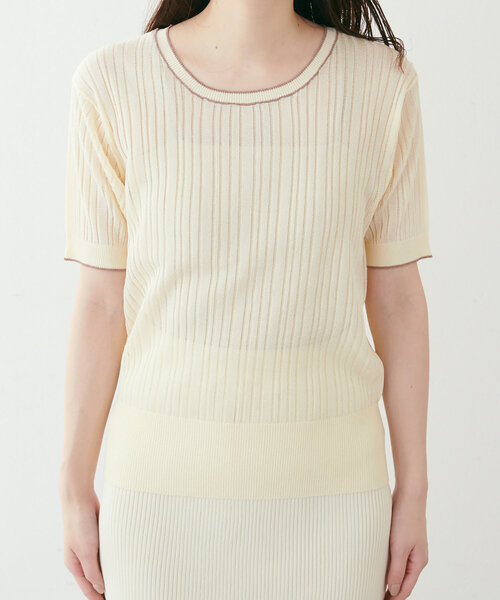 「natural couture」 半袖ニット FREE アイボリー レディース_画像6