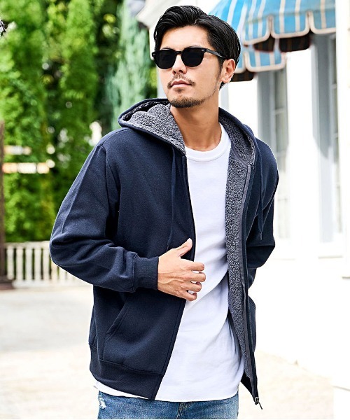 DISCUS パーカー 「DISCUS/ディスカス」裏ボアZIP長袖パーカー メンズ