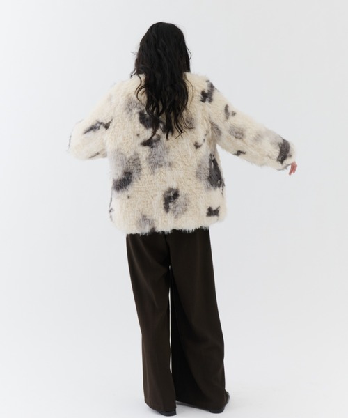 NUJOH ジャケット ノーカラージャケット Fuzzy Nuance Faux Fur Jacket