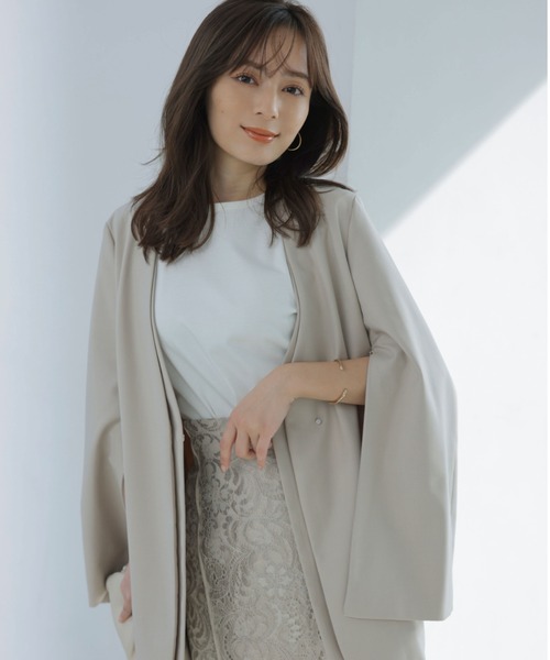 anuans（アニュアンス） ノーカラージャケット FREE グレー レディース