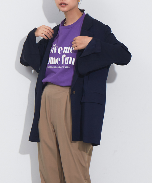 「NOMINE」 テーラードジャケット フリー グレイッシュブルー レディース_画像3