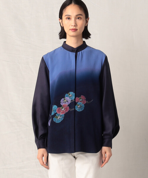 K．T キヨコ タカセ（K．T KIYOKO TAKASE）/ダブルクレープ友禅プリント スタンドカラーシャツ K.T KIYOKO TAKASE（K.T キヨコ タカセ） ブラウス シャツ ダブル