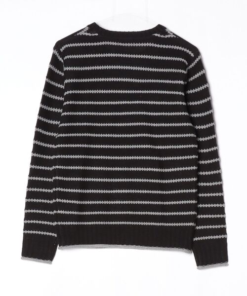 「NANO universe」 ボーダー柄長袖ニット M ブラック メンズ_画像2
