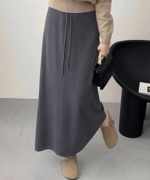 DAY CLOSET スカート 「ロング丈/ゴム入り/調節紐付き」大人っぽ A