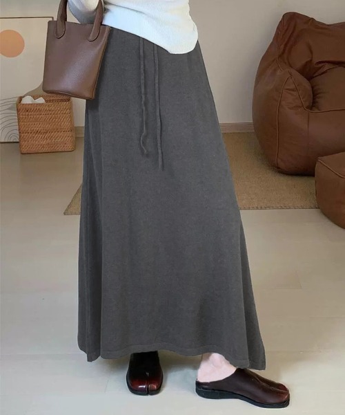 DAY CLOSET スカート 「ロング丈/ゴム入り/調節紐付き」大人っぽ A