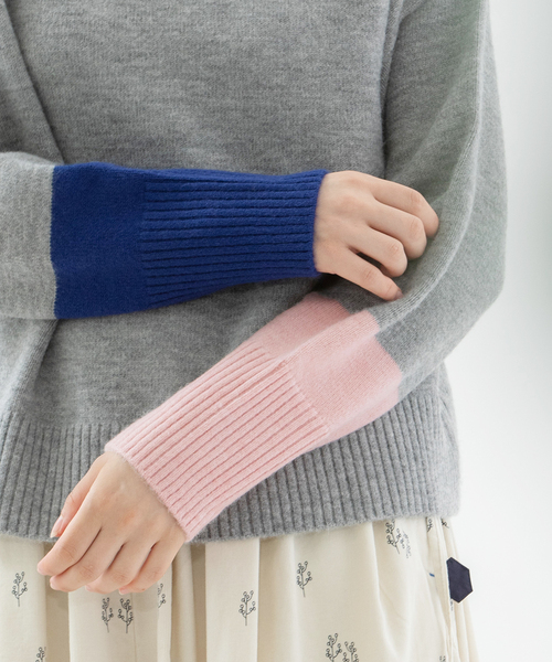 nop de nod（ノップドゥノッド） ニット セーター 袖口配色ハイネック