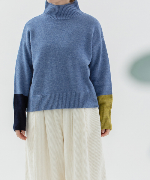 【NEW】ノップドゥノッド（nop de nod）/袖口配色ハイネックセーター nop de nod（ノップドゥノッド） ニット セーター 袖口配色ハイネック