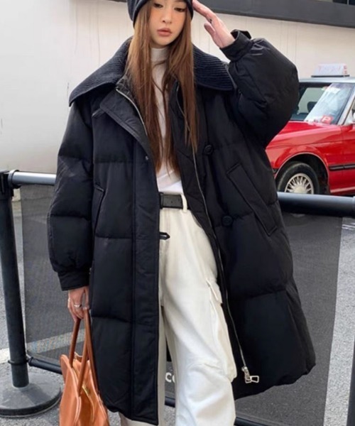 ダウンコート ダウンジャケット オーバーサイズ ビッグカラー エコ