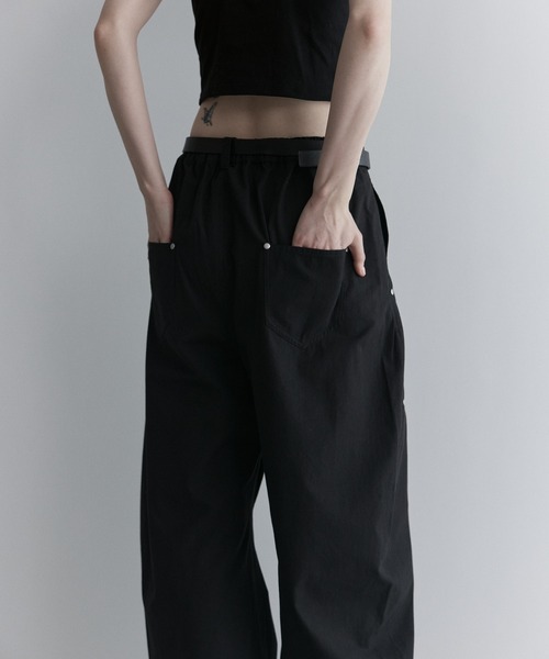 remer ワイドパンツ パンツ コットンギャバタックカーブパンツ