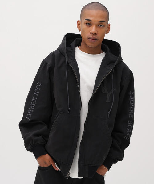 AVIREX レザージャケット フーディー パーカー ウォッシュ加工 AVIREX レザージャケット フーディー パーカー ウォッシュ加工