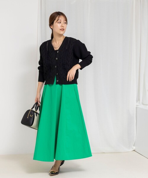 NOLLEY'S（ノーリーズ） カーディガン 「手洗い可能」ケーブルレースV