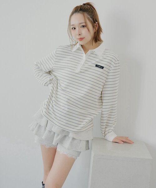 Chico（チコ） tシャツ 襟レースラガーシャツ レディース : ZOZOTOWN