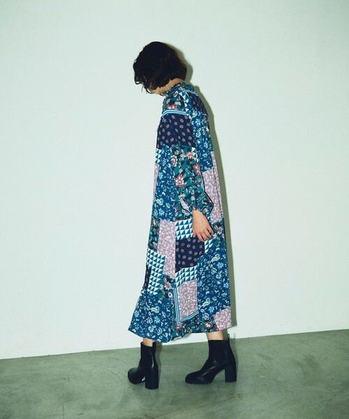 「GRACE CONTINENTAL」 長袖ワンピース 36 ネイビー レディース_画像3