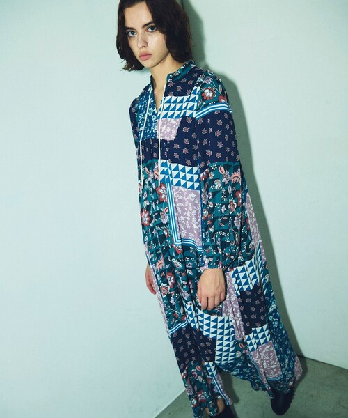 「GRACE CONTINENTAL」 長袖ワンピース 36 ネイビー レディース_画像7