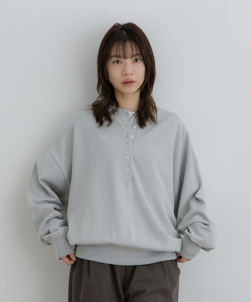 flaner ニット セーター Loose henry neck knit / ルーズヘンリー