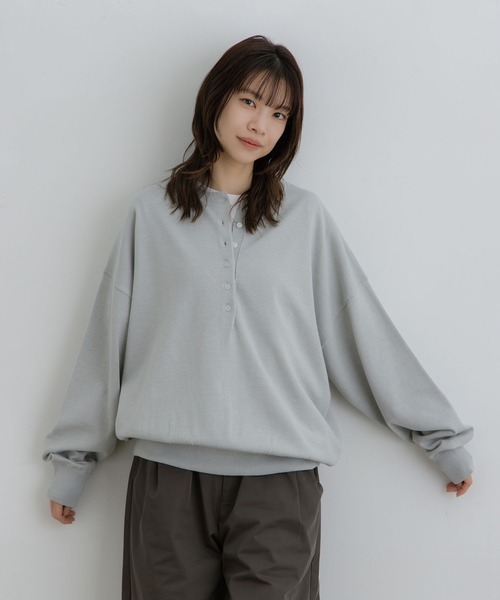 flaner ニット セーター Loose henry neck knit / ルーズヘンリー