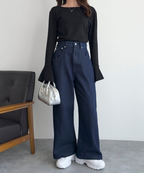 ワイドパンツ ジーンズ デニム デニムパンツ 「 低身長向けサイズ