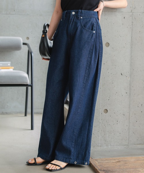 ワイドパンツ ジーンズ デニム デニムパンツ 「 低身長向けサイズ