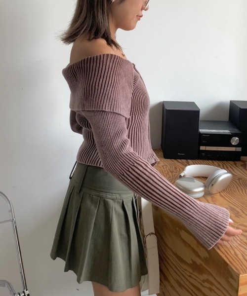 「SHAGGIE」 ニットカーディガン FREE ネイビー レディース_画像4