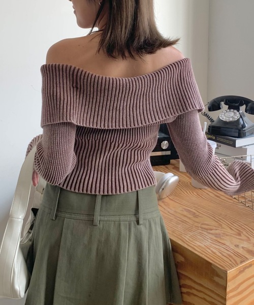 「SHAGGIE」 ニットカーディガン FREE ネイビー レディース_画像5