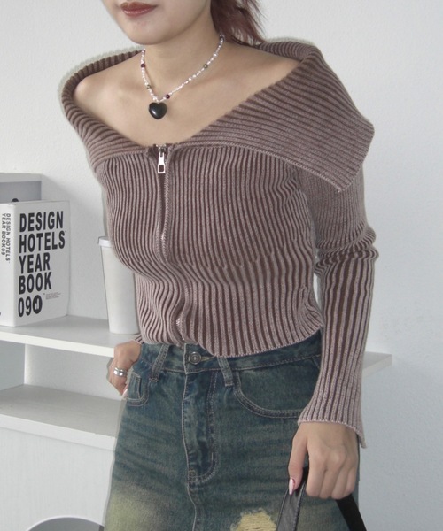 「SHAGGIE」 ニットカーディガン FREE ネイビー レディース_画像8