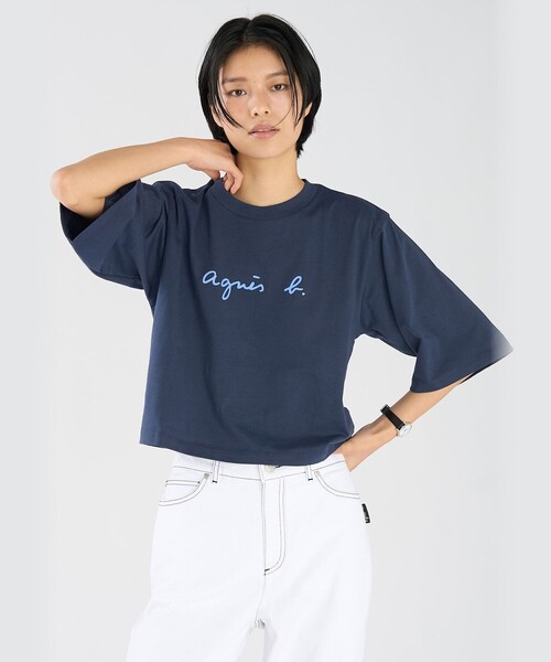 アニエス・ベー ロゴTシャツ サイズ2 Mサイズ 美品 agnes b.（アニエスベー） tシャツ ロゴ コットン 5分袖 Tシャツ ”Yoko