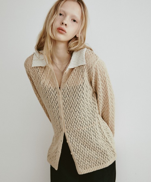 DIESEL ベージュ 透かし編み ニットセーター Aunt Marie's（アントマリーズ） ニット セーター 透かし編みバイ