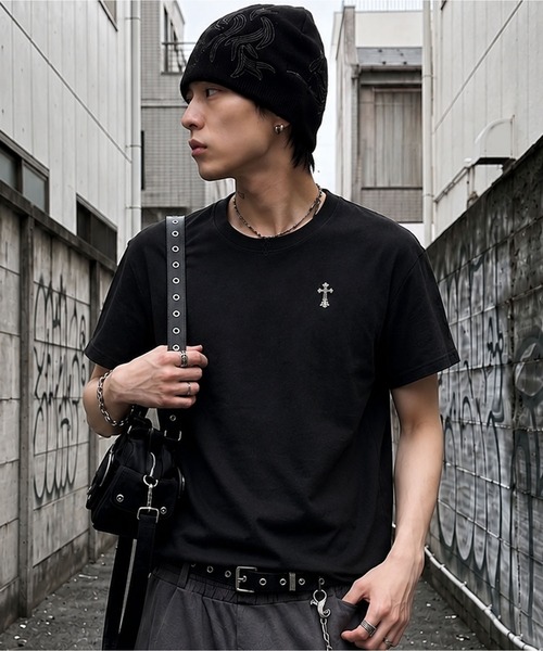 SPINNS（スピンズ） tシャツ 短丈ピグメント加工ワンポイント半袖T