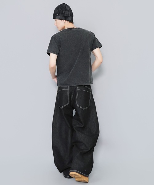SPINNS（スピンズ） tシャツ 短丈ピグメント加工ワンポイント半袖T