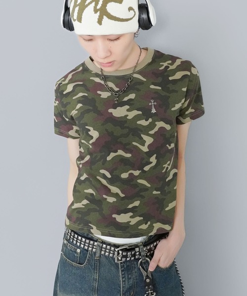 SPINNS（スピンズ） tシャツ 短丈ピグメント加工ワンポイント半袖T