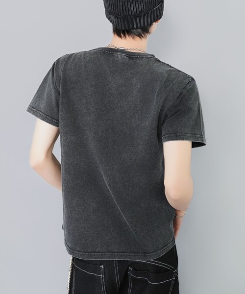 SPINNS（スピンズ） tシャツ 短丈ピグメント加工ワンポイント半袖T