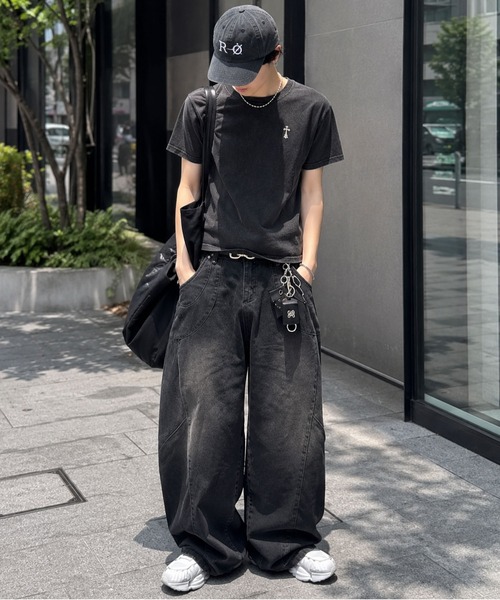 SPINNS（スピンズ） tシャツ 短丈ピグメント加工ワンポイント半袖T