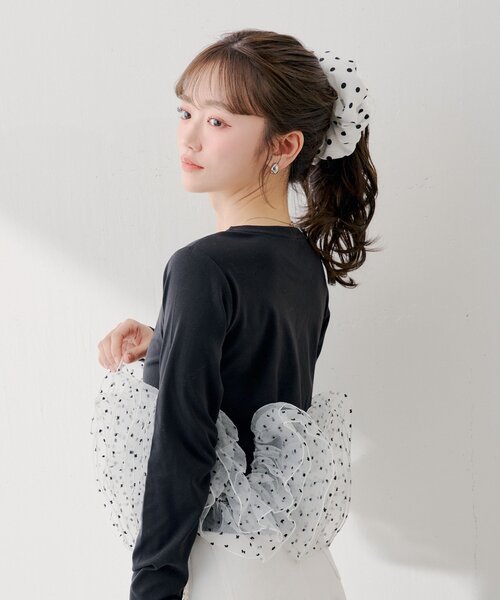 Chico（チコ） tシャツ 「SALON by Chico」チュールデザインドッキング